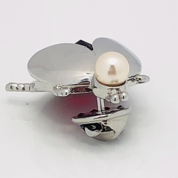 NEW Henri Bendel Silver & Ruby Beetle Brooch Pin - Picture 2 of 9